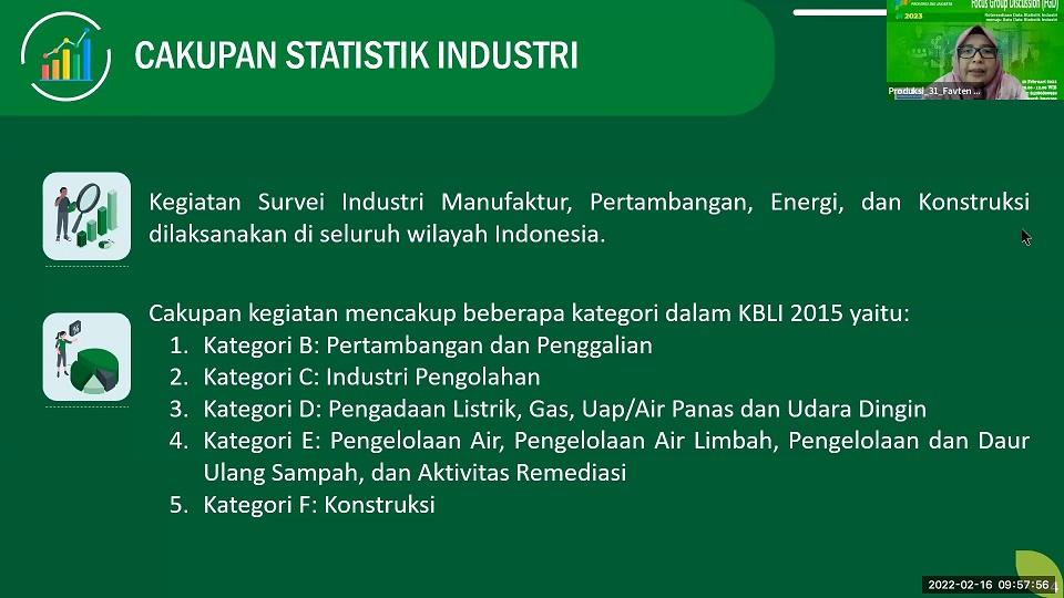 FGD Pembahasan Direktori Industri dan Konstruksi dengan Dinas Statistik Produksi 16 Februari 2022