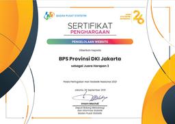 BPS Provinsi DKI Jakarta Raih Juara Harapan III Kategori Pengelolaan Website