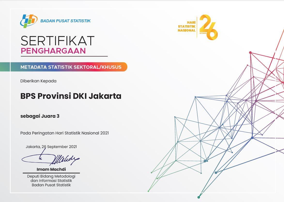 BPS DKI Jakarta Province Wins Third Place in Sectoral/Special Statistical Metadata Category